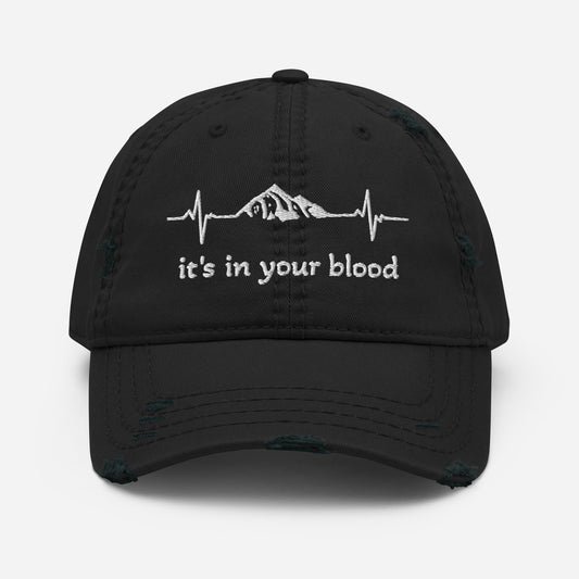 It's In Your Blood Black Distressed Hat