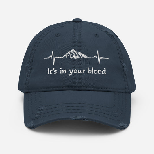 It's In Your Blood Navy Distressed Hat