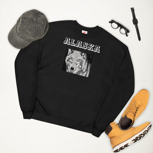 Alaska Wolf's Glare fleece sweatshirt - Poised Wanderer