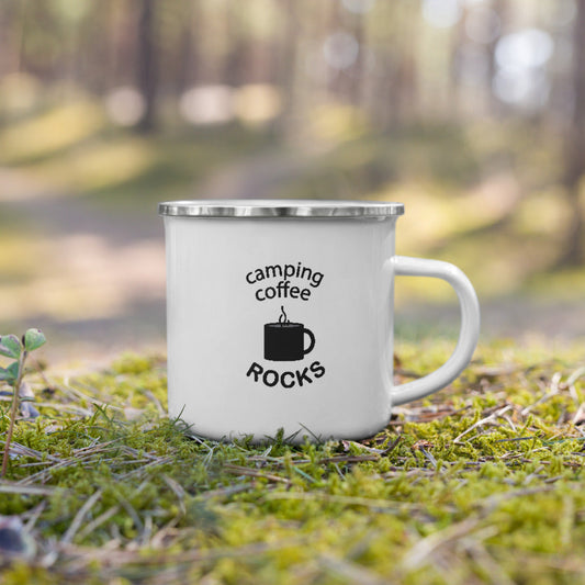 Camping Coffee Rocks Enamel Mug - Poised Wanderer