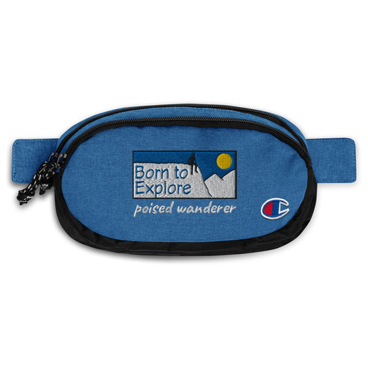 Born to Explore Heather/Royal Black Fanny Pack - Poised Wanderer