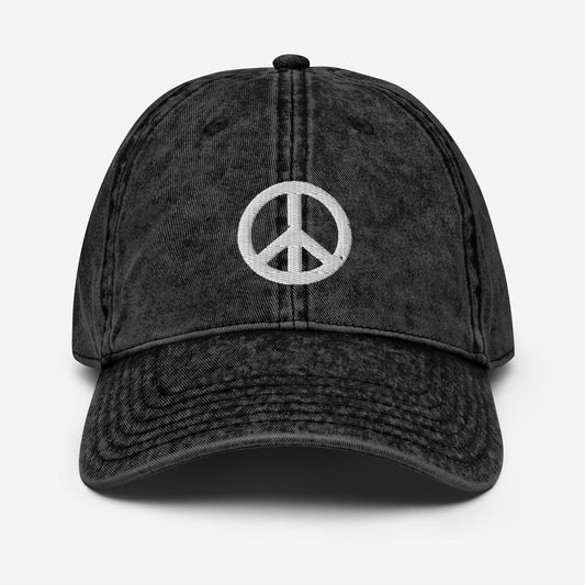 Distressed Peace Vintage Cotton Twill Hat - Poised Wanderer