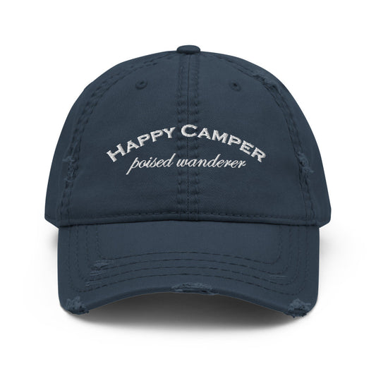 Happy Camper Navy Distressed Dad Hat - Poised Wanderer