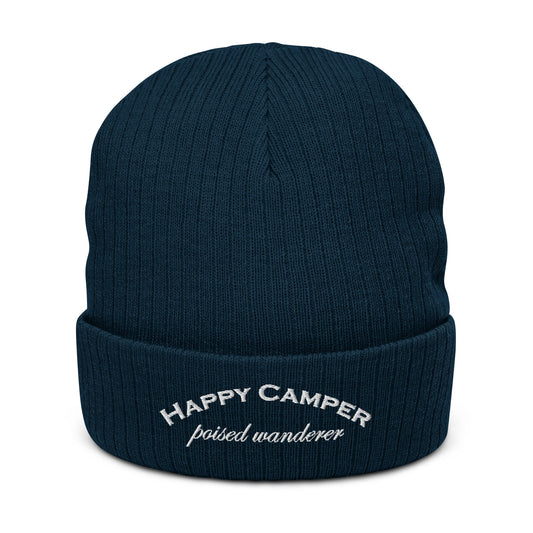 Happy Camper Navy Recycled Cuffed Beanie - Poised Wanderer
