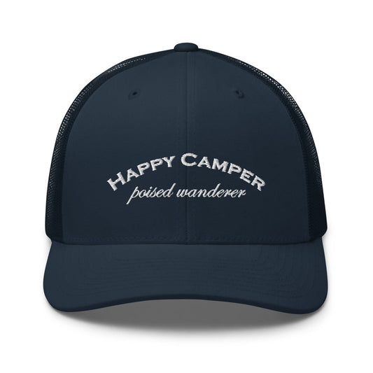 Happy Camper Navy Trucker Cap - Poised Wanderer