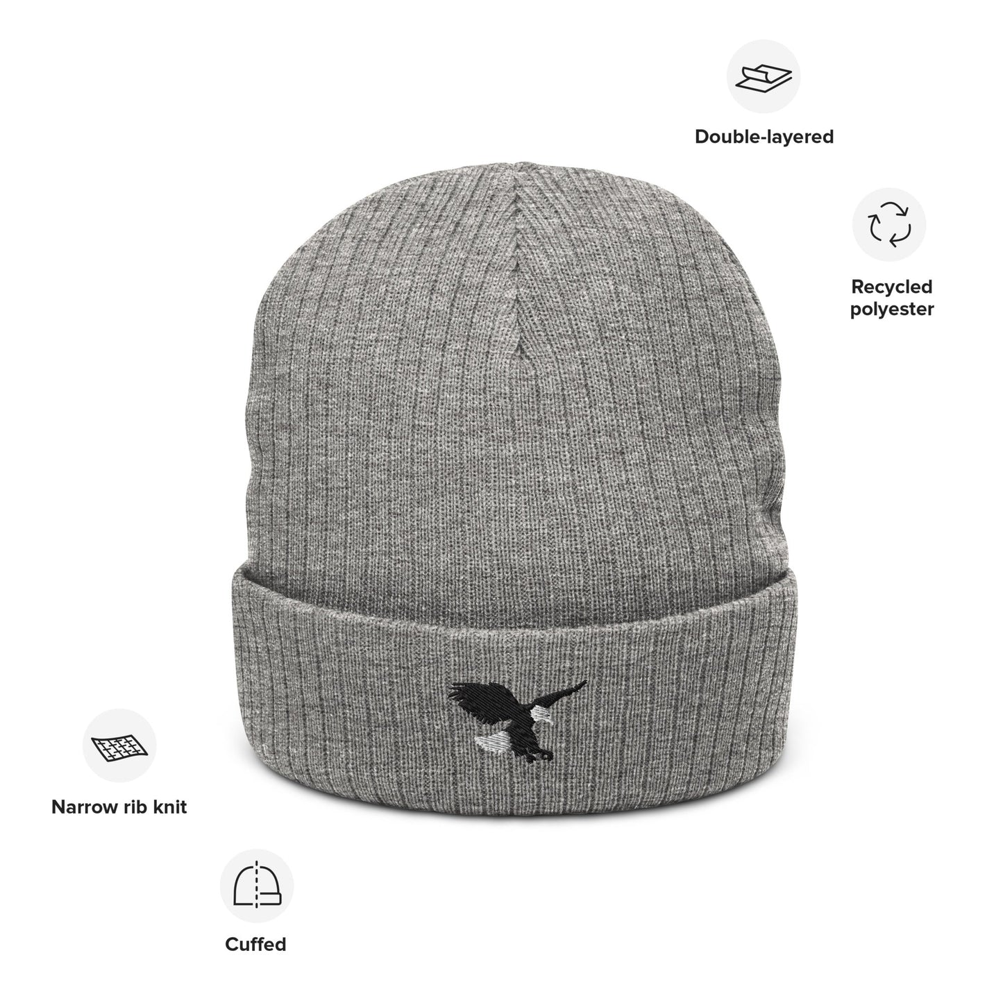 Talons Gray Recycled Cuffed Beanie - Poised Wanderer