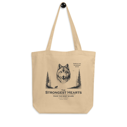 The Strongest Hearts Wolf Design Eco Tote Bag – Embrace the Wilderness Within