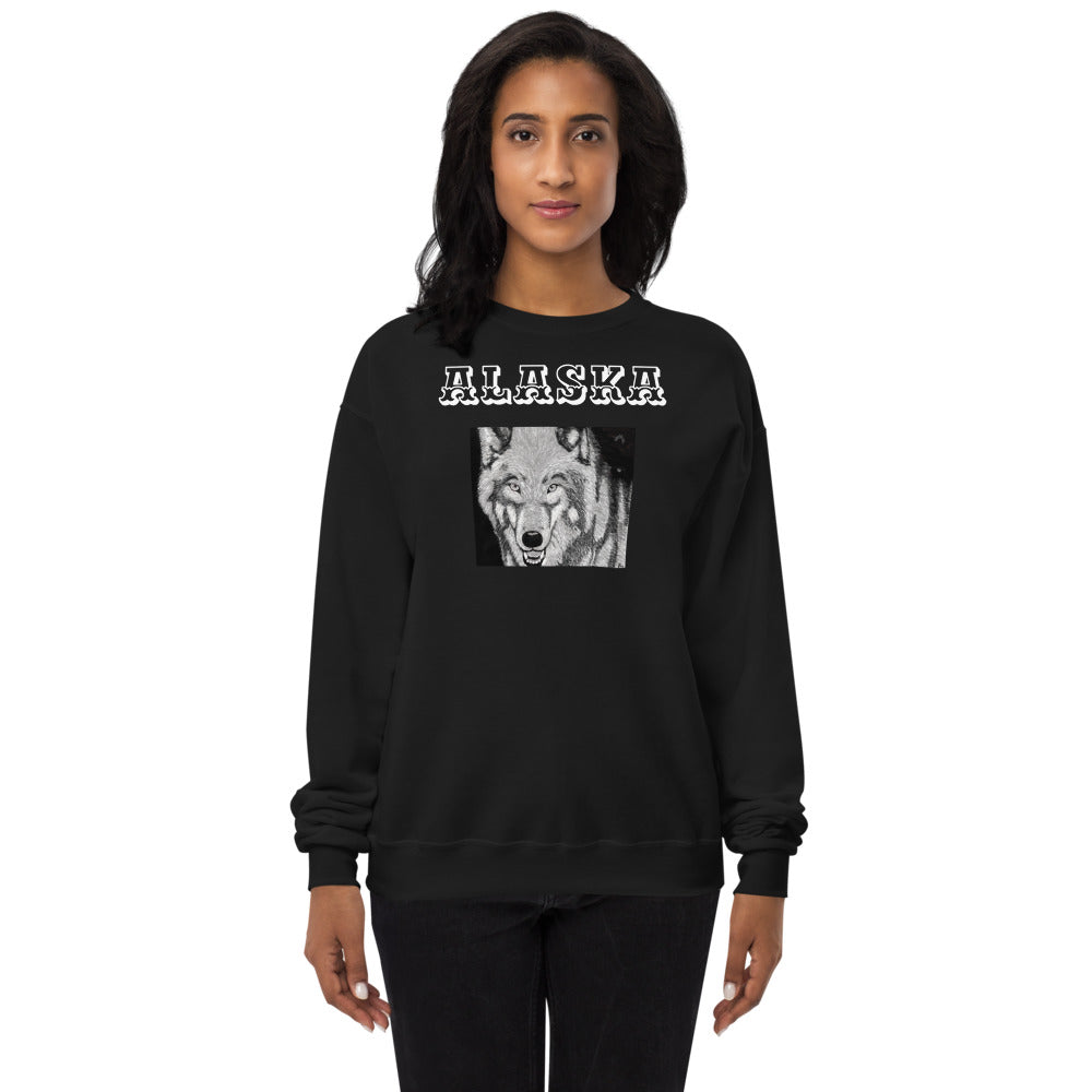 Alaska Wolf's Glare fleece sweatshirt - Poised Wanderer