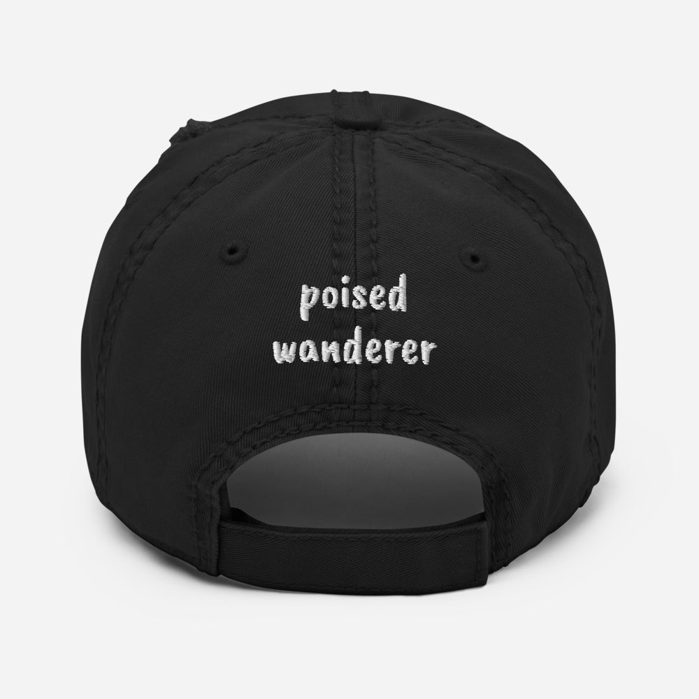 Born to Explore Black Distressed Hat - Poised Wanderer