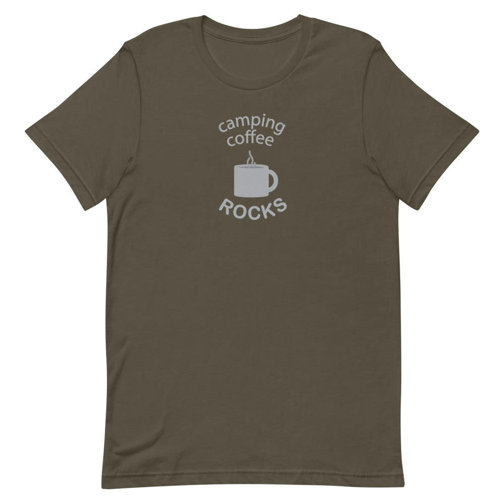 Camping Coffee Rocks T-Shirt - Poised Wanderer