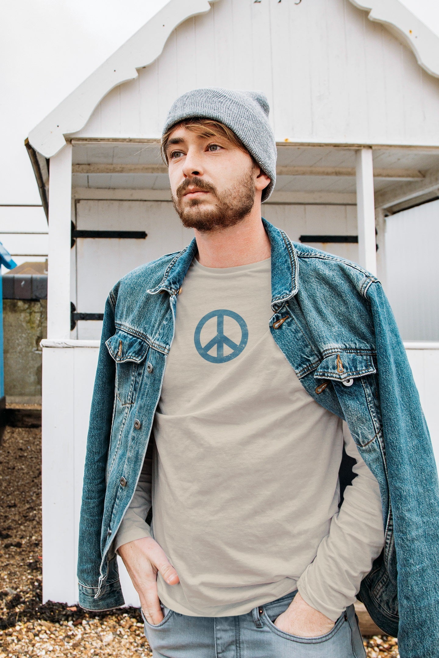 Distressed Peace Long Sleeve T-Shirt - Poised Wanderer