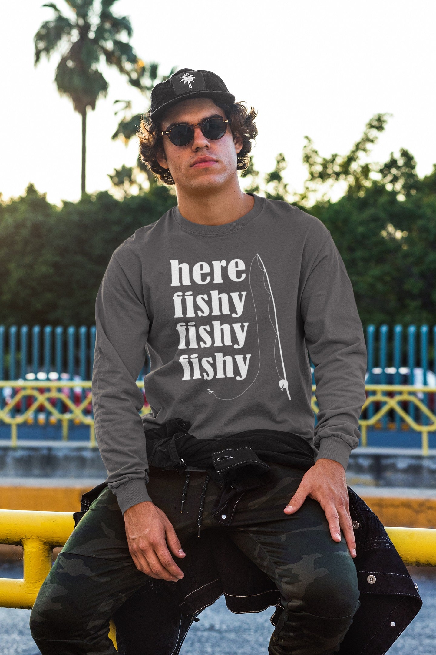 Here Fishy Long Sleeve T-Shirt - Poised Wanderer